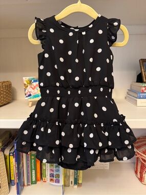 Janie and Jack Black and White Polka Dot Ruffle Dress